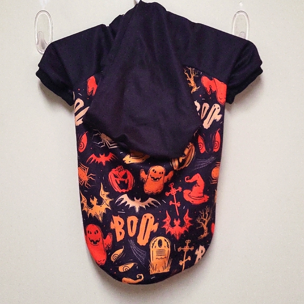Hooded Halloween Print Shirt for a Smaller Dog